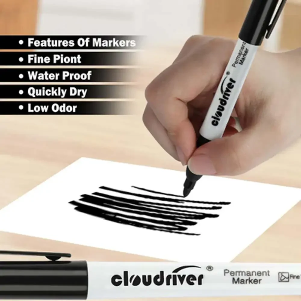 Permanent Markers Set 148 Pack Fine Point Black Waterproof Quick Drying